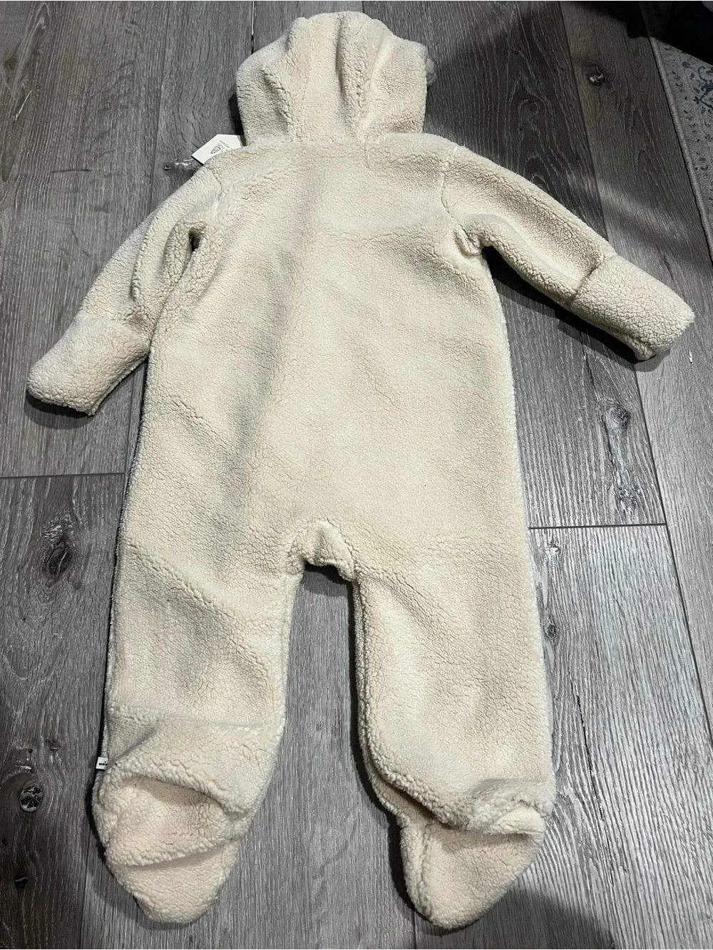 Neutral Cream Petite Maison x Nono warm Baby Hooded One-Piece zip up Romper